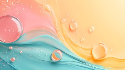 Wall Mural - Abstract Liquid Art, Pastel Colors, Water Drops