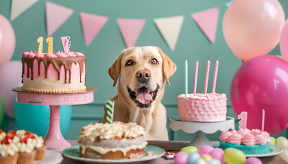 A contented dog on his birthday.
