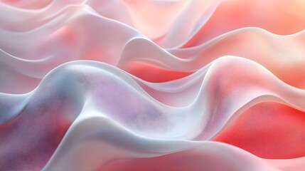 Wall Mural - Abstract Pink & White Waves,  Modern Digital Art Background