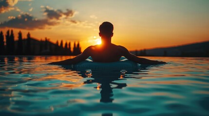 Wall Mural - Serene Sunset Swim