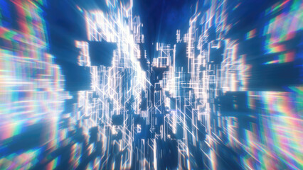 Poster - Abstract glowing energy futuristic blue hi-tech abstract background made of lines and computer stripes