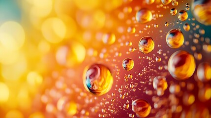 Abstract Water Droplets Orange Yellow Background