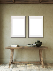 Canvas Print - Wabi-sabi interior of entryway. 3d render.