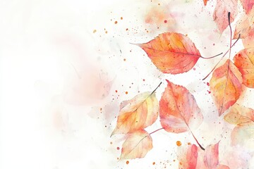 Poster - Watercolor painting of autumn leaves