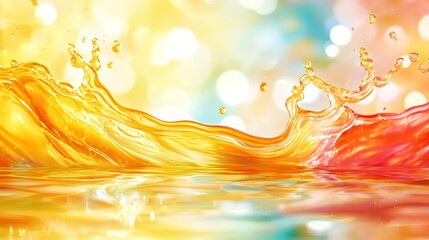 Sticker - Golden Liquid Splash with Bokeh Background