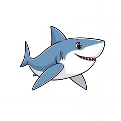 Wall Mural - cartoon shark with open mouth and teeth wide open.