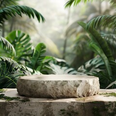 Poster - A stone pedestal in a jungle setting
