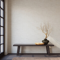 Wall Mural - Wabi-sabi interior of entryway. 3d render.