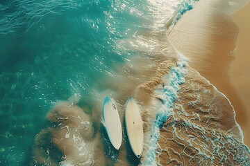 Wall Mural - Surfboards on a Sandy Beach