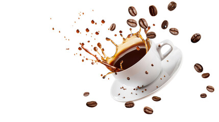 Coffee splash, coffee beans