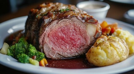 Wall Mural - Roast Beef with Potatoes and Broccoli