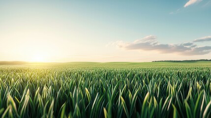 Canvas Print - Green Field at Sunset.