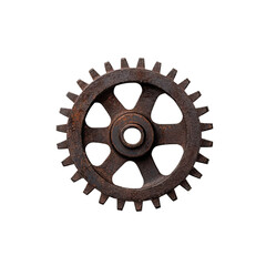 Close-up of a rusty gear showcasing intricate details and a vintage aesthetic, ideal for industrial or mechanical themes.