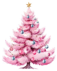 png pink christmas tree with ornaments