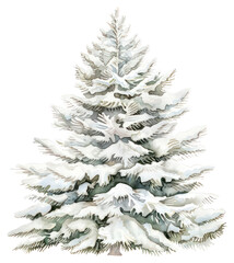 Poster - PNG Snow-covered watercolor Christmas tree