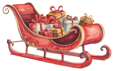 Sticker - PNG Festive sleigh with wrapped gifts