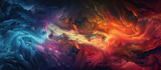 Poster - Abstract dramatic sky with artistic dark clouds at sunset creating a natural pattern ideal as a beautiful scenic wallpaper with copy space image