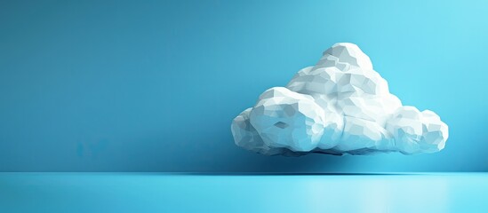 Poster - Cloud computing concept illustrated with a white paper cloud on a blue background with copy space for text