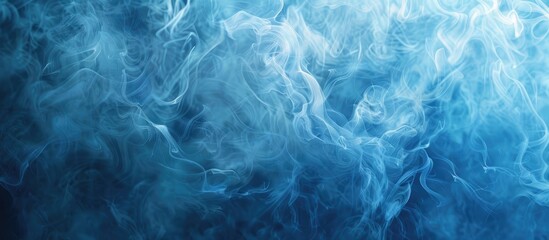 Poster - An abstract image of swirling blue incense smoke in a spacious background with available copy space for text or graphics