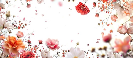 Poster - High quality image featuring white background adorned with flowers with copy space image available