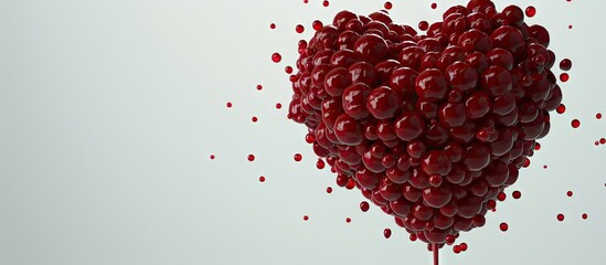 Poster - Heart shaped love symbol crafted from red blood drops set against a copy space image