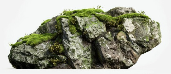 Poster - Mossy rock with green cedar covering and copy space image included