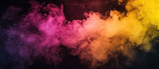 Poster - Copy space image featuring yellow and pink hues of steam set against a black backdrop