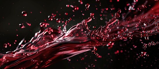 Sticker - Macro shot capturing red wine splashing against a black backdrop creating an abstract effect with ample copy space image