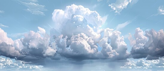 Sticker - Clouds in formation of rain clouds in the sky with the potential for showers depicted in the copy space image