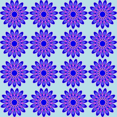 Wall Mural - Seamless floral pattern on blue background