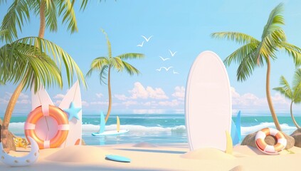 Wall Mural - summer time in beautiful beach background copy space