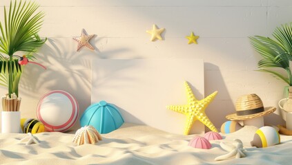 Wall Mural - summer time in beautiful beach background copy space