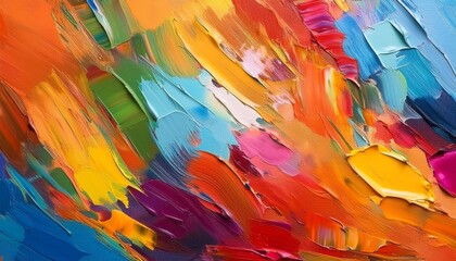 Canvas Print - fragment of multicolored texture painting abstract art background oil on canvas rough brushstrokes of paint