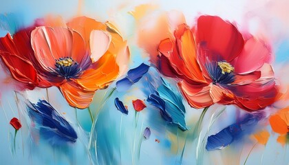 Canvas Print - expressive abstract poppies captivating brushstroke art in vibrant colors