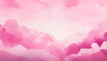 Poster - pink cloudy landscape watercolor postcard background