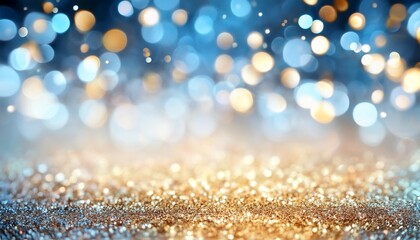 Poster - background of abstract glitter lights silver blue and gold de focused