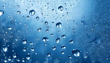 rain drops on blue background falling water drops nature rainfall