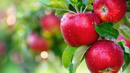 Canvas Print - Ripe red apples ready to be picked in orchard