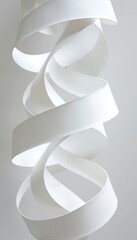 Wall Mural - Abstract White Swirling Ribbons on White Background, Minimalist Modern Design, Art Installation