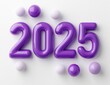 © srenhouse - New Year purple text 2025 on white background