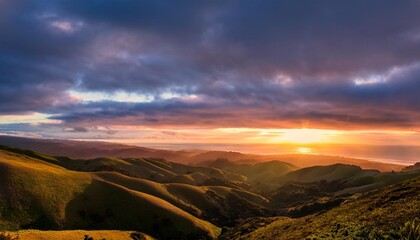 Sticker - dramatic sunset light over marin county california