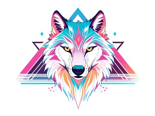 Sticker - Wolf with a Geometric Background