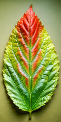 Wall Mural - leaf on a green background