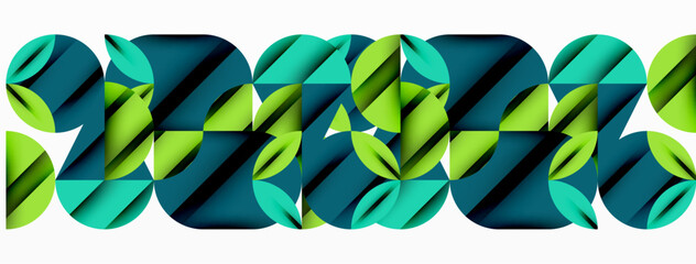 Poster - Circle, square and flower petal geometric background. Round shapes composition for wallpaper, banner, background or landing