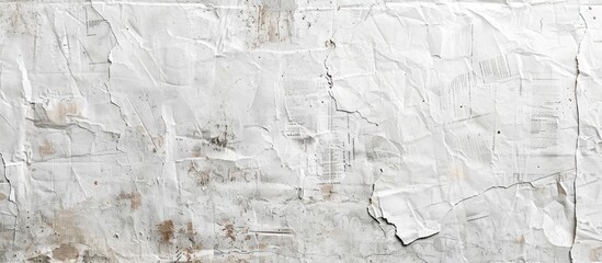 Poster - Hardboard with copy space image for text featuring a white recycled craft paper texture backdrop a grey paper with an old vintage look grunge details of an old newspaper and a rough art pattern with