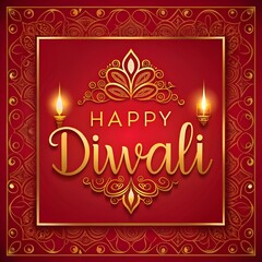 Poster - Free Photo A poster for with a red background with a gold happy diwali on it generated ai 