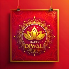 Poster - Free Photo A poster for with a red background with a gold happy diwali on it generated ai 