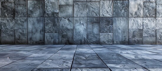 Aufkleber - Aesthetic gray stone tiles on a massive exterior wall with a background and texture suitable for a copy space image