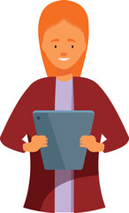 Poster - young woman is using a digital tablet, enjoying the benefits of modern technology
