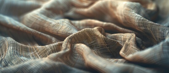 Poster - Detailed close up shot of a linen shirt with a soft focus providing ample copy space in the image